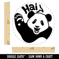 Waving Panda Saying Hai Self-Inking Rubber Stamp for Stamping Crafting Planners