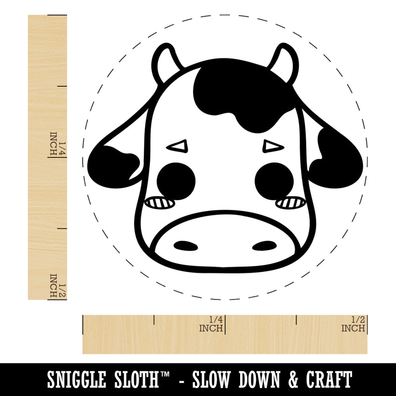 Charming Kawaii Chibi Cow Face Blushing Cheeks Milk Farm Self-Inking Rubber Stamp for Stamping Crafting Planners