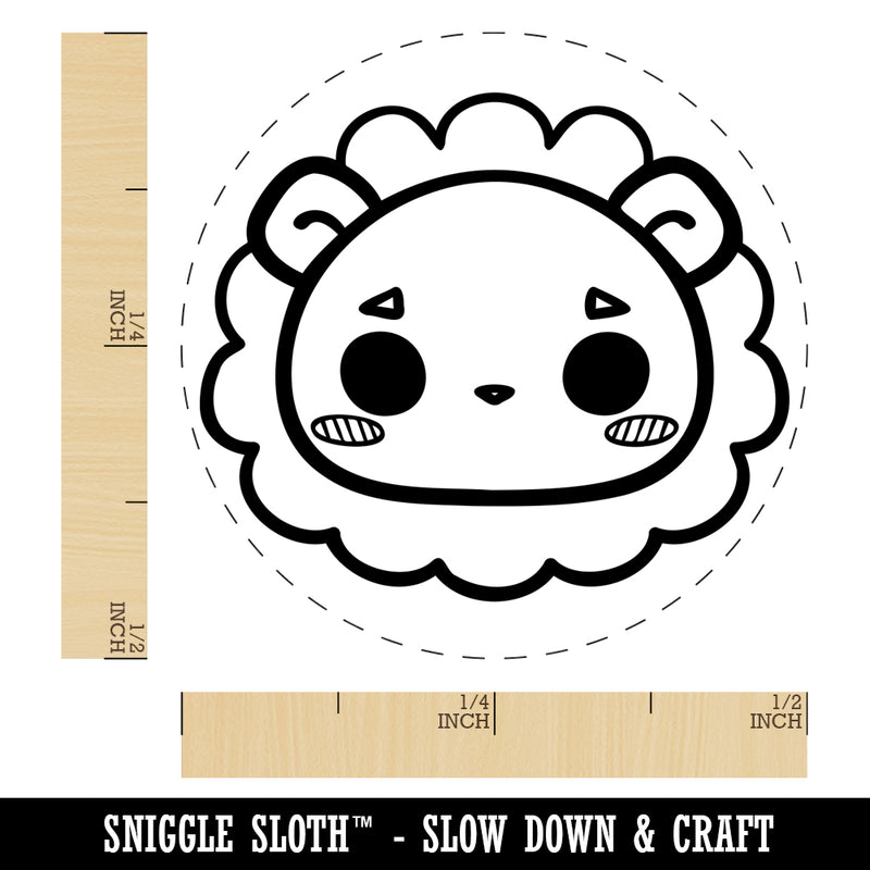 Charming Kawaii Chibi Lion Face Blushing Cheeks Self-Inking Rubber Stamp for Stamping Crafting Planners