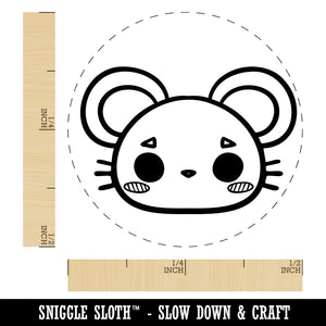 Charming Kawaii Chibi Mouse Face Blushing Cheeks Self-Inking Rubber Stamp for Stamping Crafting Planners