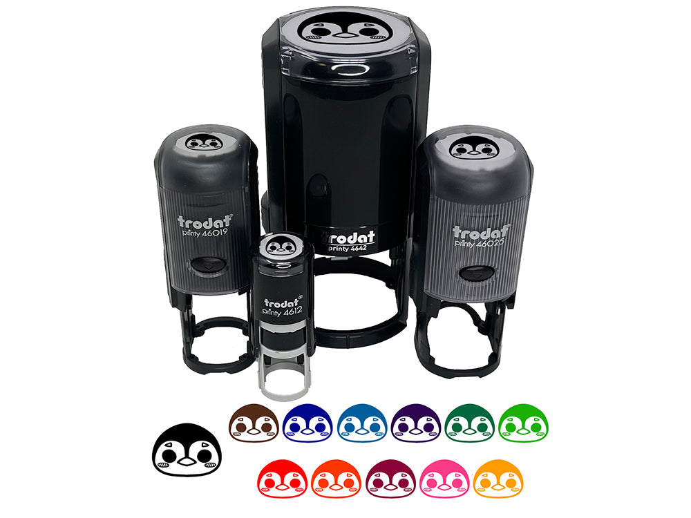 Charming Kawaii Chibi Penguin Face Blushing Cheeks Self-Inking Rubber Stamp for Stamping Crafting Planners