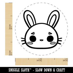 Charming Kawaii Chibi Rabbit Bunny Face Blushing Cheeks Self-Inking Rubber Stamp for Stamping Crafting Planners