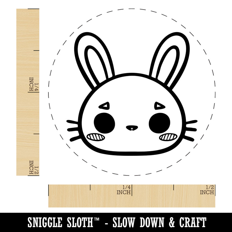 Charming Kawaii Chibi Rabbit Bunny Face Blushing Cheeks Self-Inking Rubber Stamp for Stamping Crafting Planners