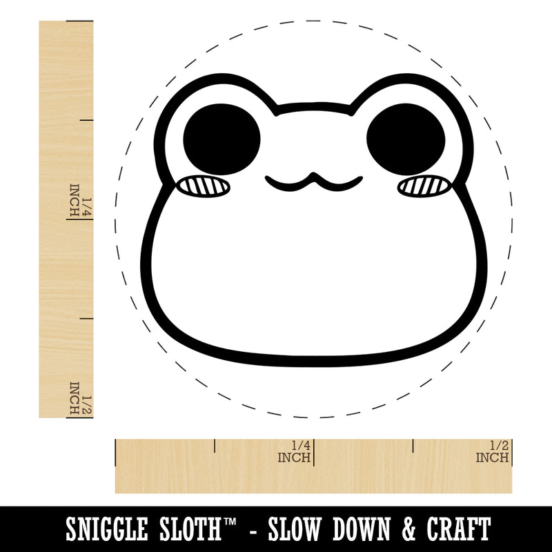 Charming Kawaii Chibi Smug Frog Toad Face Blushing Cheeks Self-Inking Rubber Stamp for Stamping Crafting Planners