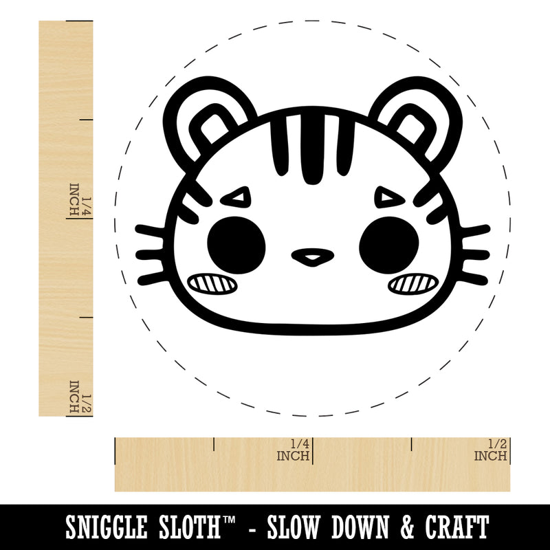 Charming Kawaii Chibi Tiger Face Blushing Cheeks Self-Inking Rubber Stamp for Stamping Crafting Planners