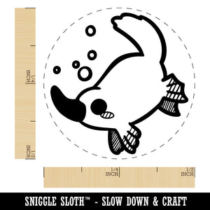 Swimming Kawaii Chibi Duck Billed Platypus Self-Inking Rubber Stamp for Stamping Crafting Planners