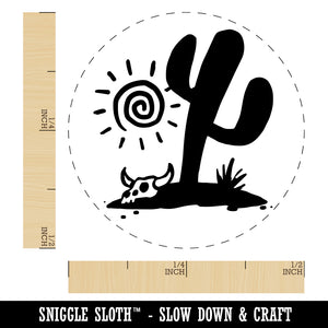 Saguaro Cactus Sonoran Desert Bull Skull Self-Inking Rubber Stamp for Stamping Crafting Planners