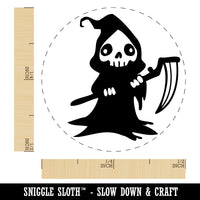 Creepy Spooky Skeleton Grim Reaper with Scythe Horror Self-Inking Rubber Stamp for Stamping Crafting Planners