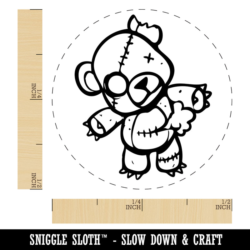 Creepy Spooky Stitched Teddy Bear Horror Self-Inking Rubber Stamp for Stamping Crafting Planners