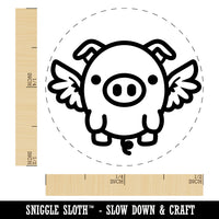 Cute Round Flying Winged Pig Self-Inking Rubber Stamp for Stamping Crafting Planners