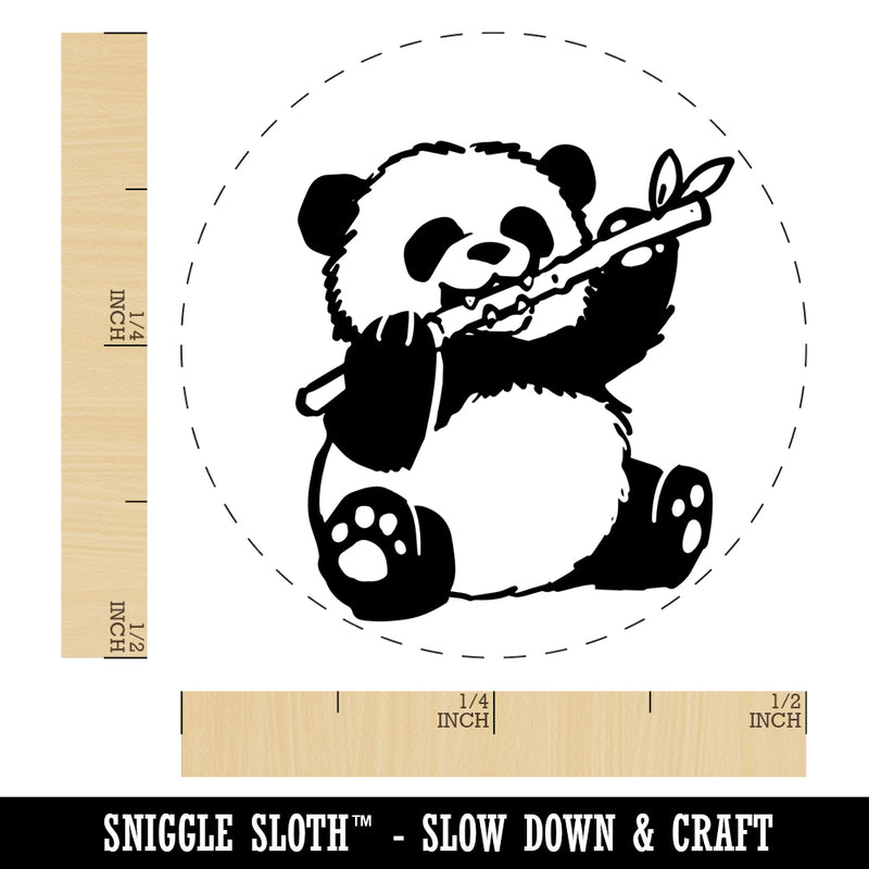 Baby Panda Bear Eating Bamboo Self-Inking Rubber Stamp for Stamping Crafting Planners