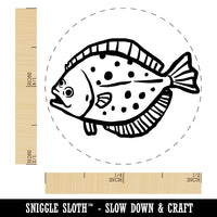 Flounder Halibut Flat Spotted Fish Self-Inking Rubber Stamp for Stamping Crafting Planners