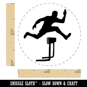 Man Jumping Over Hurdles Fitness Track and Field Self-Inking Rubber Stamp for Stamping Crafting Planners