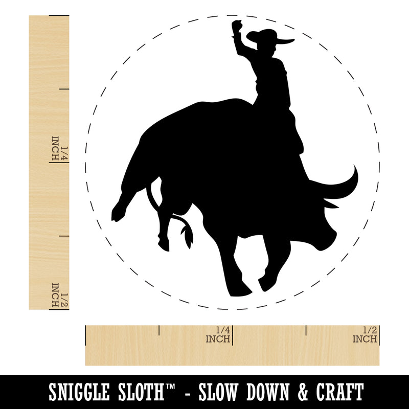 Rodeo Cowboy Riding on Bucking Bull Self-Inking Rubber Stamp for Stamping Crafting Planners
