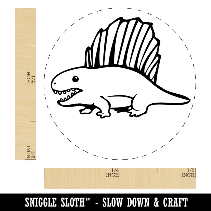 Wary Dimetrodon Dinosaur with Dorsal Sail Fin Self-Inking Rubber Stamp for Stamping Crafting Planners