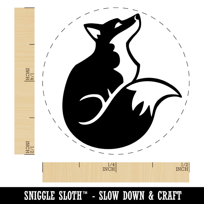 Sitting Fox Looking Up Self-Inking Rubber Stamp Ink Stamper for Stamping Crafting Planners