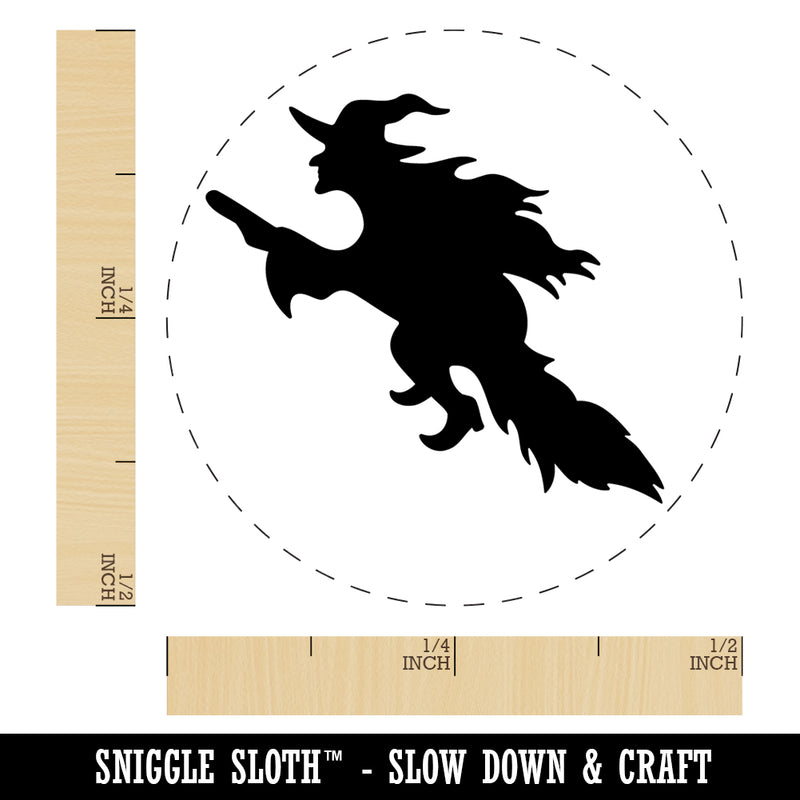 Witch Flying on a Broomstick Halloween Self-Inking Rubber Stamp Ink Stamper for Stamping Crafting Planners