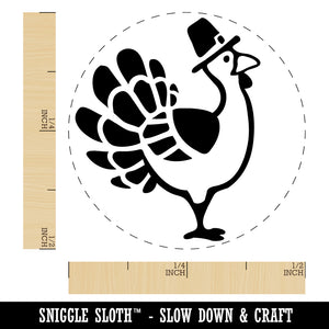 Cartoon Thanksgiving Turkey with Pilgrim Hat Self-Inking Rubber Stamp Ink Stamper for Stamping Crafting Planners