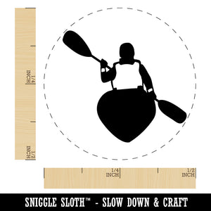 Person Kayaking with Paddle Back Behind View Self-Inking Rubber Stamp Ink Stamper for Stamping Crafting Planners