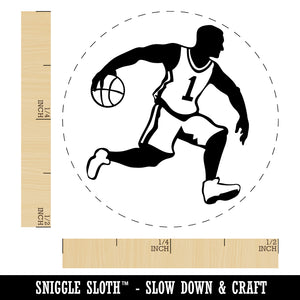 Basketball Player Dribbling Ball Running Self-Inking Rubber Stamp Ink Stamper for Stamping Crafting Planners