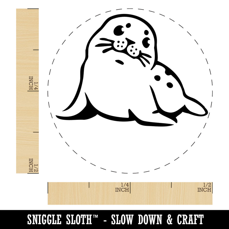 Curious Baby Seal Looking Right Self-Inking Rubber Stamp Ink Stamper for Stamping Crafting Planners