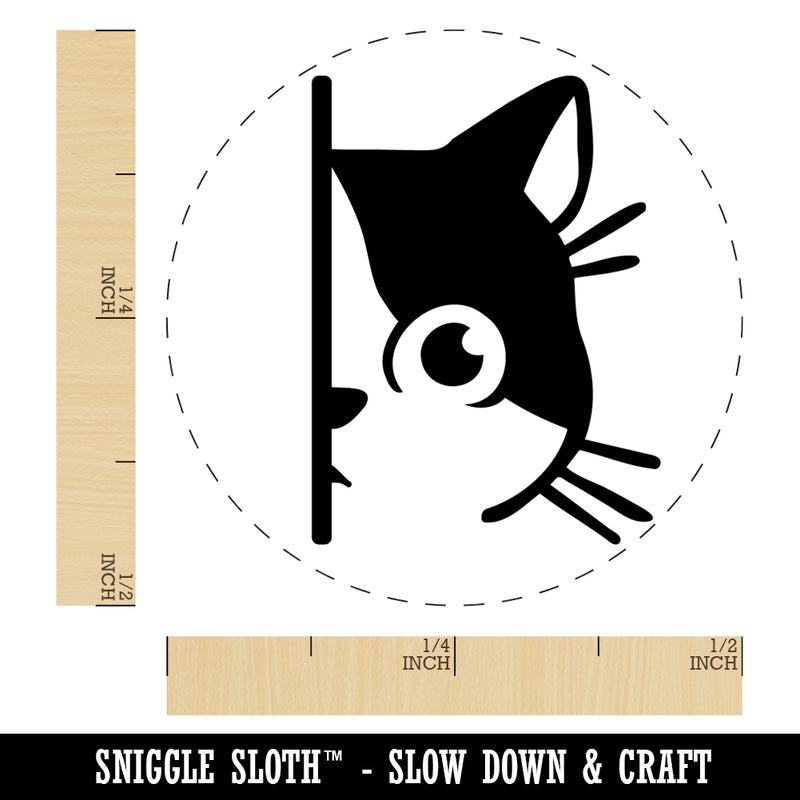 Curious Kitty Cat Hiding Peeking Around Corner Self-Inking Rubber Stamp Ink Stamper for Stamping Crafting Planners