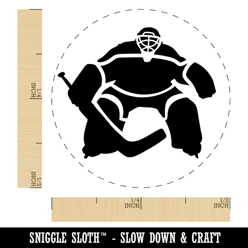 Hockey Goalie Goalkeeper with Stick Self-Inking Rubber Stamp Ink Stamper for Stamping Crafting Planners