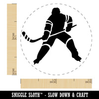 Hockey Player Holding Hockey Stick Self-Inking Rubber Stamp Ink Stamper for Stamping Crafting Planners