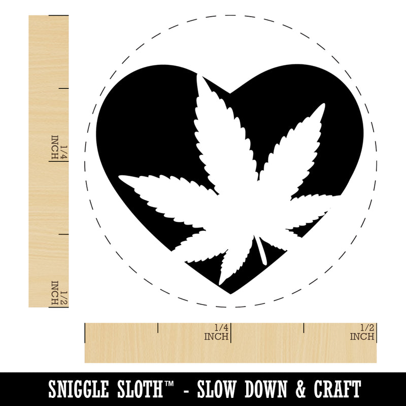 Marijuana Leaf in Heart Self-Inking Rubber Stamp Ink Stamper for Stamping Crafting Planners