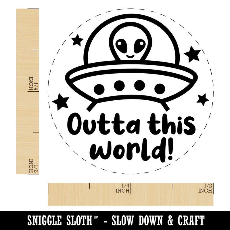 Outta Out of This World Alien Spaceship Self-Inking Rubber Stamp Ink Stamper for Stamping Crafting Planners