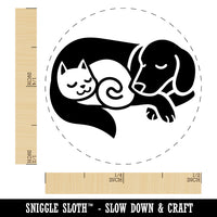 Dog and Cat Sleeping Self-Inking Rubber Stamp Ink Stamper for Stamping Crafting Planners