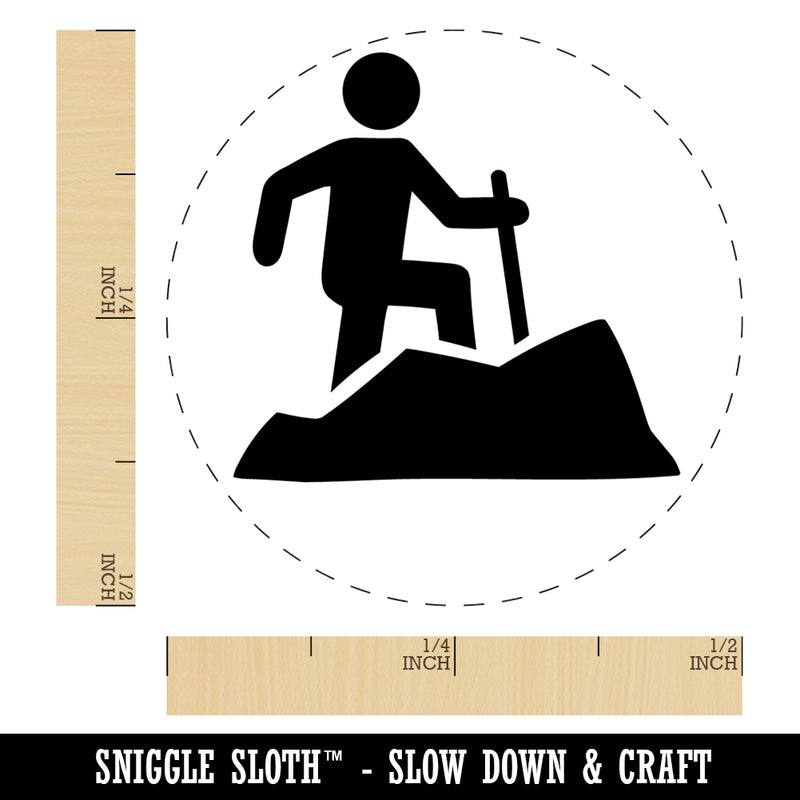 Hiker Hiking up Mountain Icon Self-Inking Rubber Stamp Ink Stamper for Stamping Crafting Planners