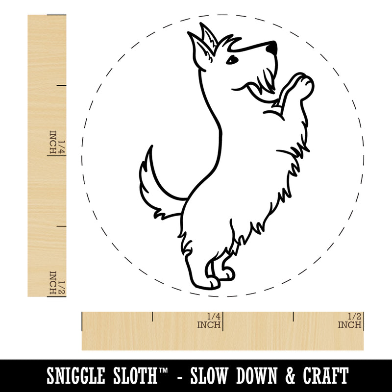 Scottish Terrier Dog Begging Self-Inking Rubber Stamp Ink Stamper for Stamping Crafting Planners