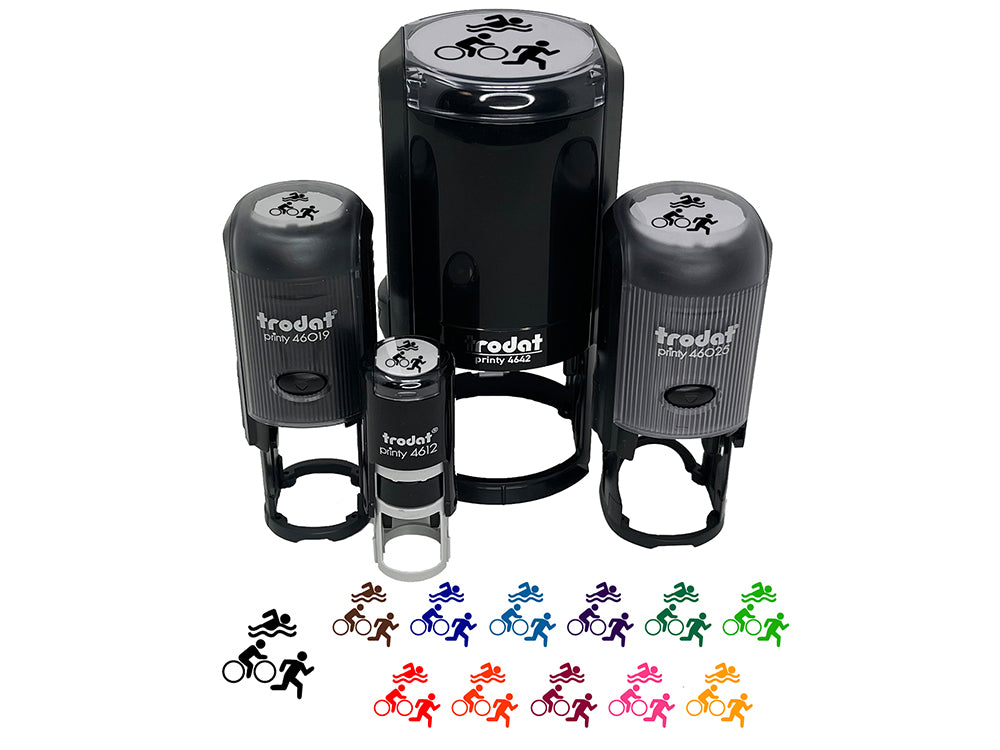 Triathlon Icons Swim Bike Run Self-Inking Rubber Stamp Ink Stamper for Stamping Crafting Planners