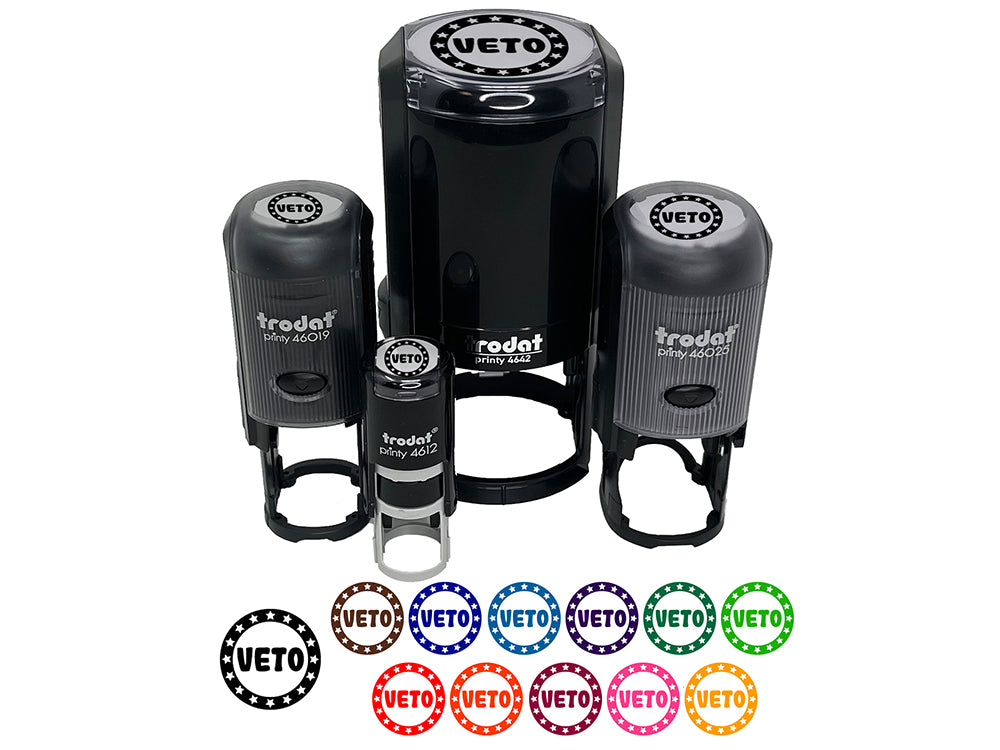 Veto Circle with Stars Self-Inking Rubber Stamp Ink Stamper for Stamping Crafting Planners