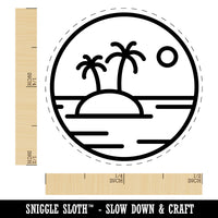 Deserted Island in Ocean Self-Inking Rubber Stamp Ink Stamper for Stamping Crafting Planners
