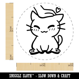 Satisfied Cat Kitty Headpat Self-Inking Rubber Stamp Ink Stamper for Stamping Crafting Planners