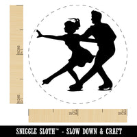 Figure Skating Couple Ice Skaters Self-Inking Rubber Stamp Ink Stamper for Stamping Crafting Planners