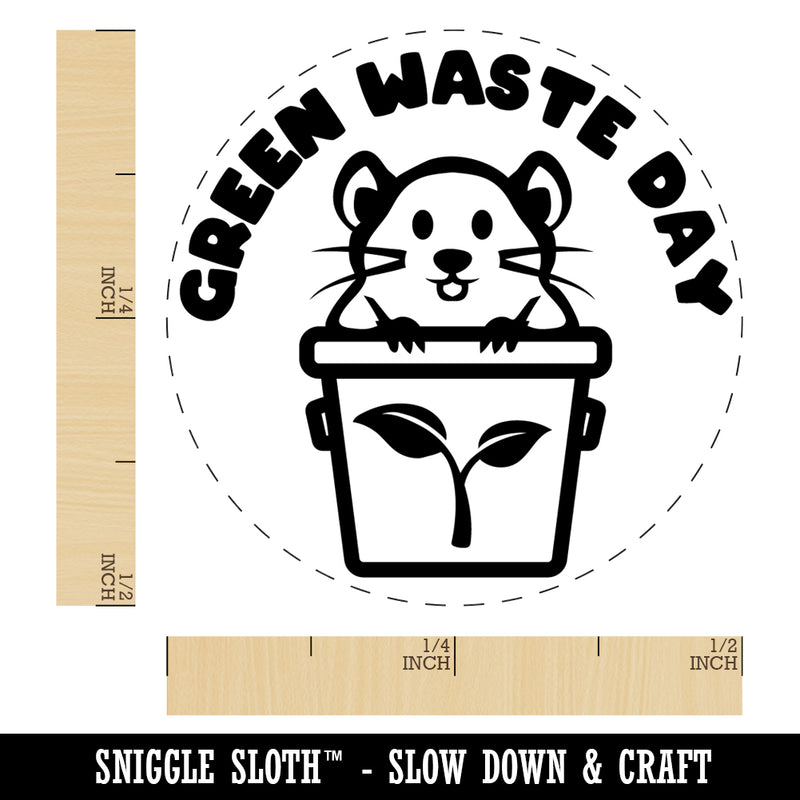 Green Waste Day Rat in Can Bin Self-Inking Rubber Stamp Ink Stamper for Stamping Crafting Planners