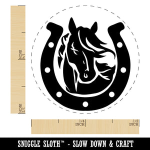 Horse in Horseshoe Self-Inking Rubber Stamp Ink Stamper for Stamping Crafting Planners