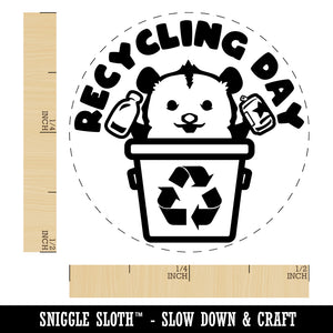 Recycling Day Opossum in Can Bin Self-Inking Rubber Stamp Ink Stamper for Stamping Crafting Planners