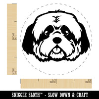 Shaggy Shih Tzu Dog Head Self-Inking Rubber Stamp Ink Stamper for Stamping Crafting Planners