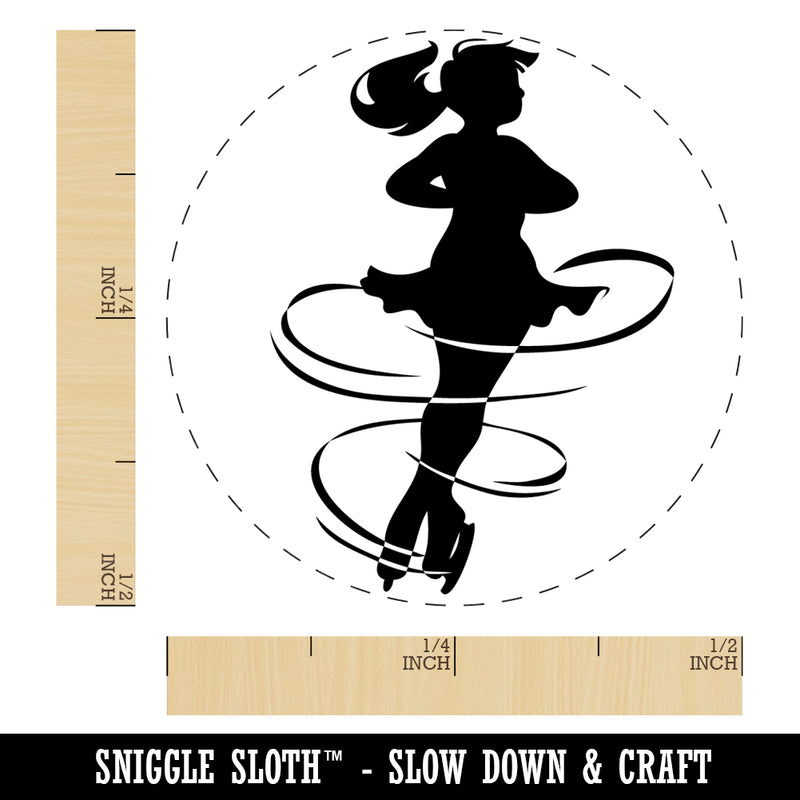 Spinning Jump Ice Figure Skating Skater Woman Self-Inking Rubber Stamp Ink Stamper for Stamping Crafting Planners