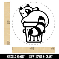 Fat Raccoon Sitting in Trash Can Self-Inking Rubber Stamp Ink Stamper for Stamping Crafting Planners