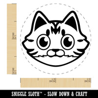 Fluffy Striped Tabby Cat Head Self-Inking Rubber Stamp Ink Stamper for Stamping Crafting Planners