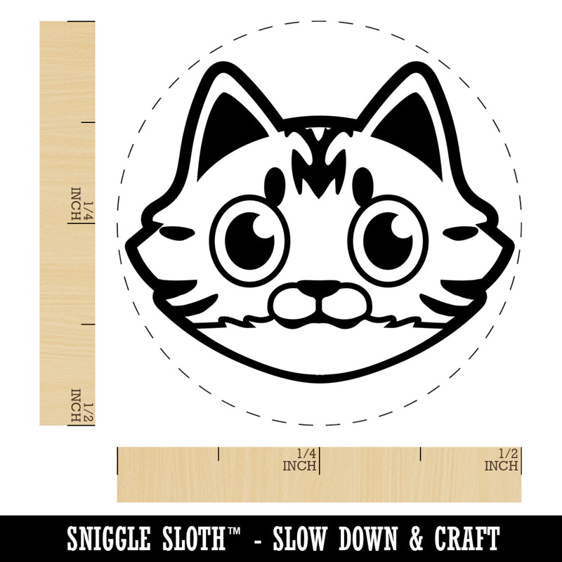 Fluffy Striped Tabby Cat Head Self-Inking Rubber Stamp Ink Stamper for Stamping Crafting Planners