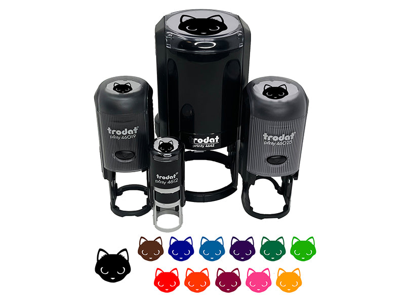 Simple Cat Head Icon Self-Inking Rubber Stamp Ink Stamper for Stamping Crafting Planners