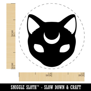 Witch Cat Head with Moon on Forehead Self-Inking Rubber Stamp Ink Stamper for Stamping Crafting Planners