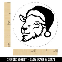 Goat Head with Santa Hat Christmas Self-Inking Rubber Stamp Ink Stamper for Stamping Crafting Planners