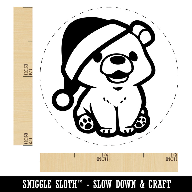 Christmas Bear Cub Santa Hat Self-Inking Rubber Stamp Ink Stamper for Stamping Crafting Planners